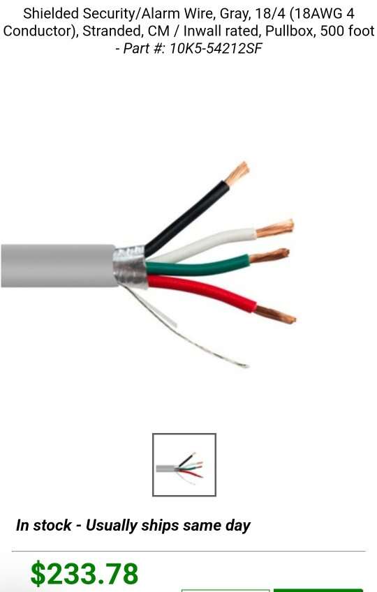 Shielded Security/Alarm Wire, Gray, 18/4