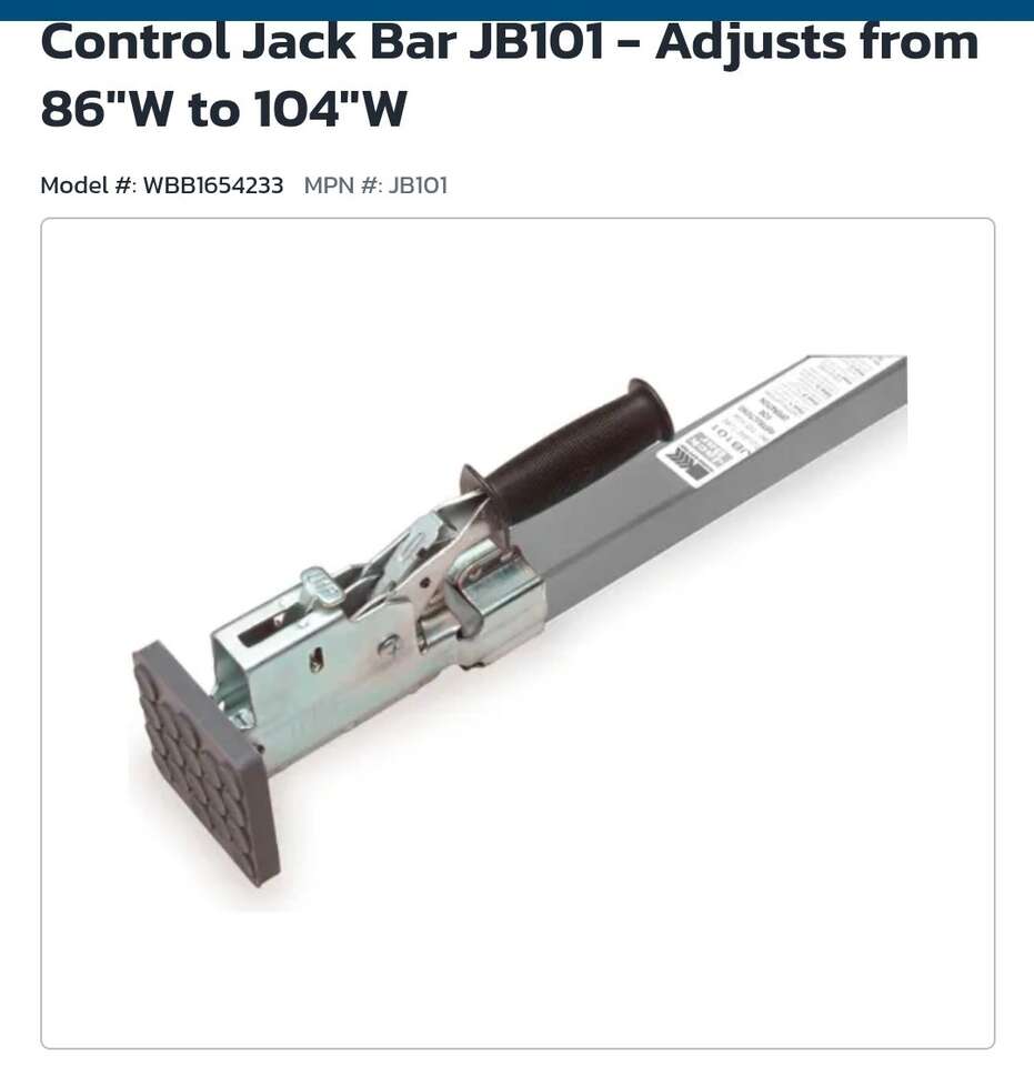 Cargo Control Jack Bar JB101 - Adjusts 86" to 104"