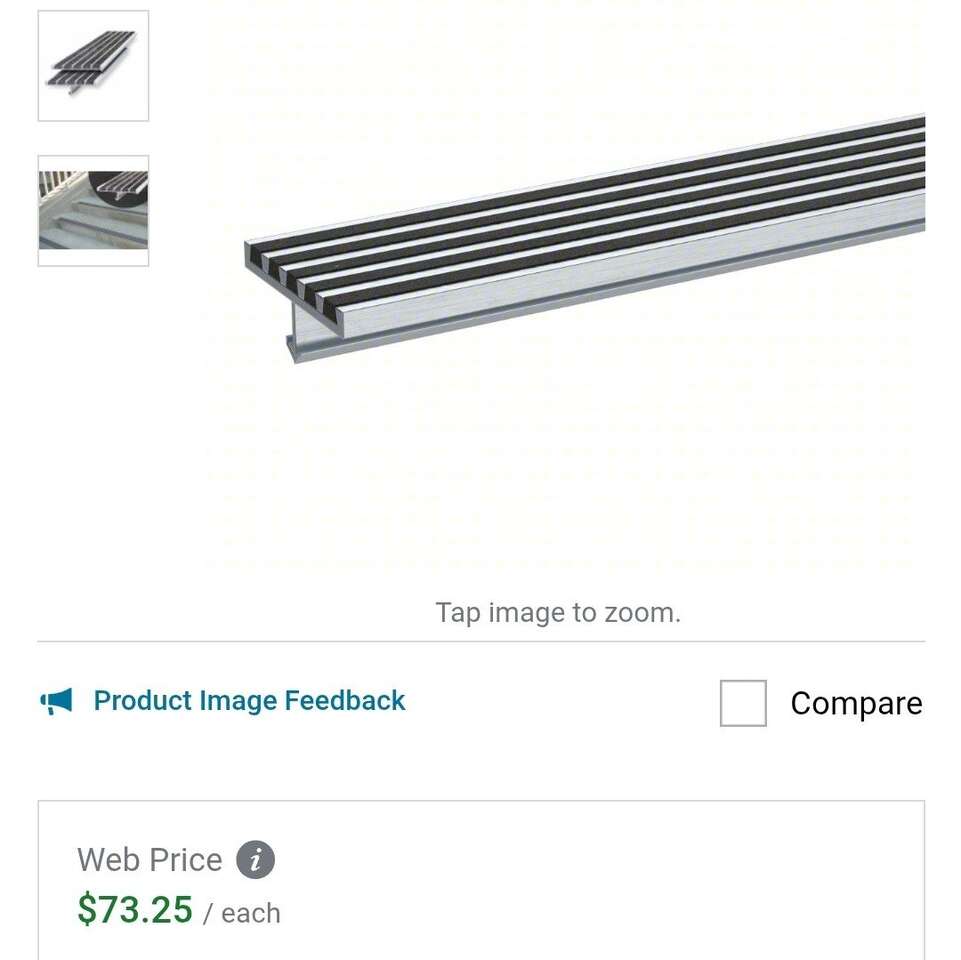 Stair Nosing: Multi-Strip Grit, Aluminum, Set-in-C