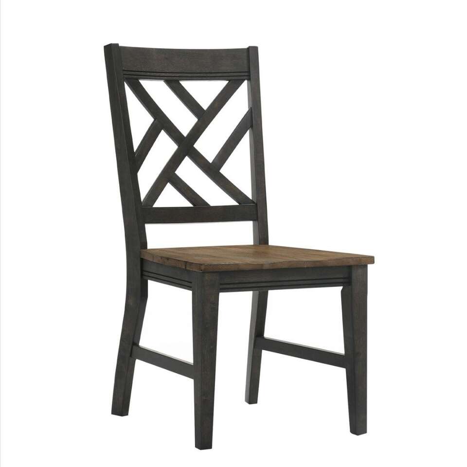 Lattice Back Chair (Set of 2)Brushed Brown & pecan