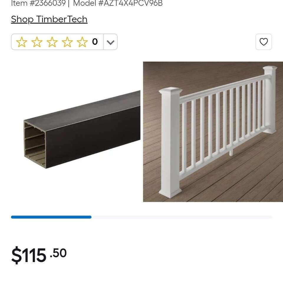 TimberTech 4-in x 4-in x 8-ft Black Composite Deck Post sleeve