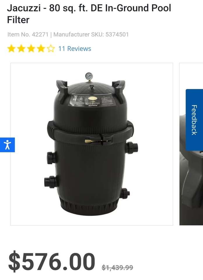 Jacuzzi - 80 sq. ft. DE In-Ground Pool Filter