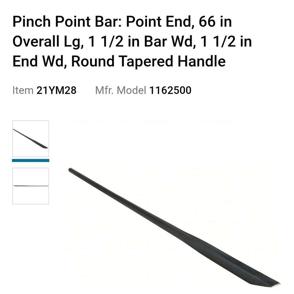 Pinch Point Bar: Point End, 66 in Overall Long