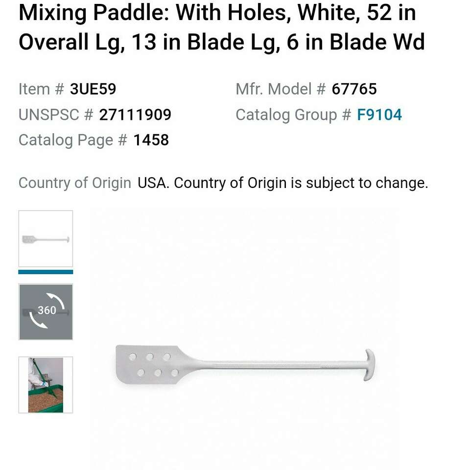 52 inch remco mixing paddle with holes