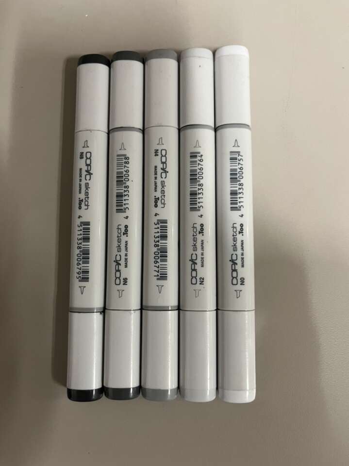5 Gray Tone Copic Markers Double Sided Hardly Used