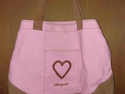 Life is Good Heart Canvas Tote