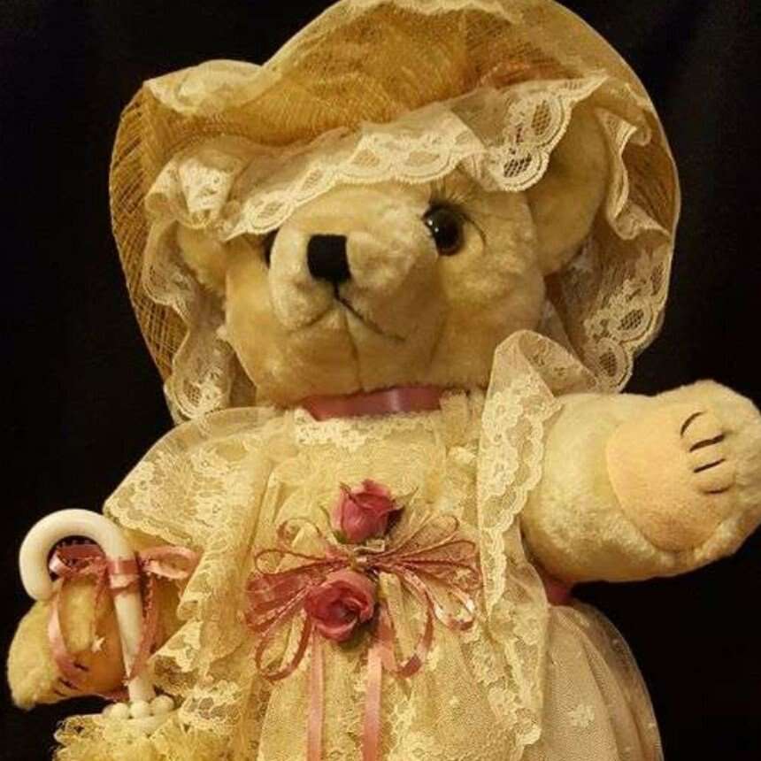 Vintage Victorian Bear w/ Stand