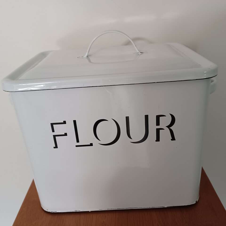 White Enamel Bin