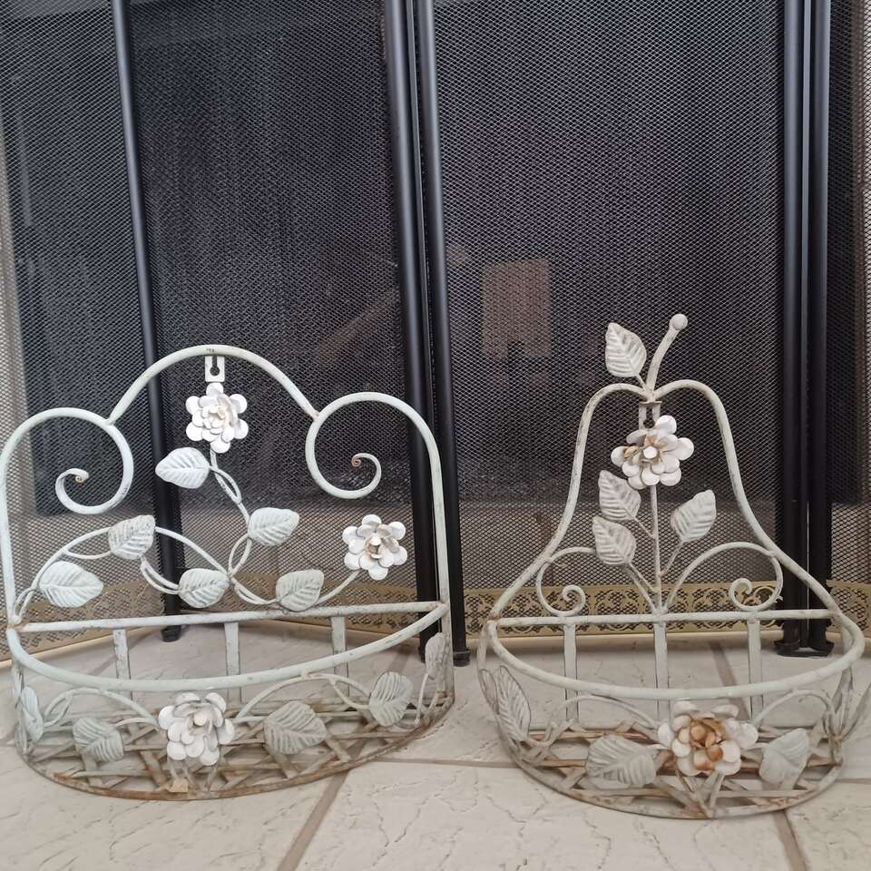 Vintage Metal Hanging Shelf Baskets