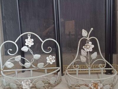 Vintage Metal Hanging Shelf Baskets