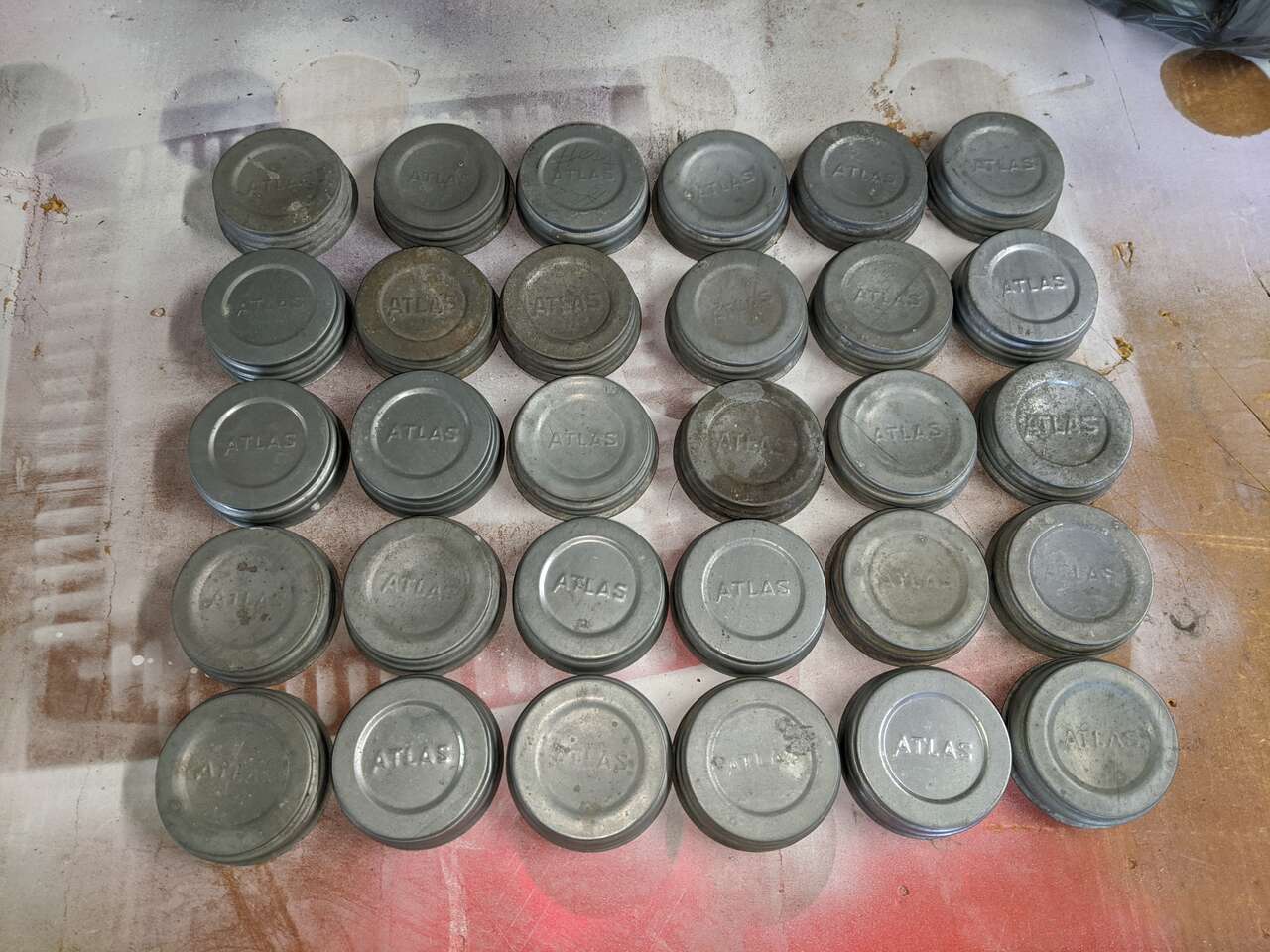 Vintage Mason Canning Lids Zinc & Milk Glass Atlas Qty 30 Plus More Ball Arro