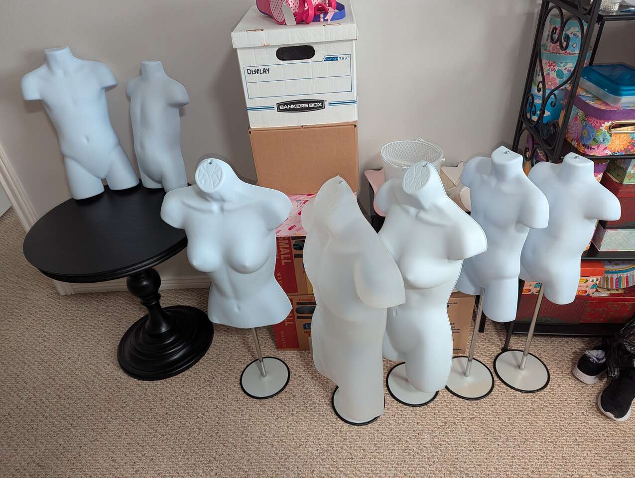 Mannequin Forms Set Of Seven With Five Stands