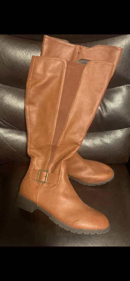Plus Size Womens Comfort View Brown Boots Wide Calf Size 11 or 12 Brand New