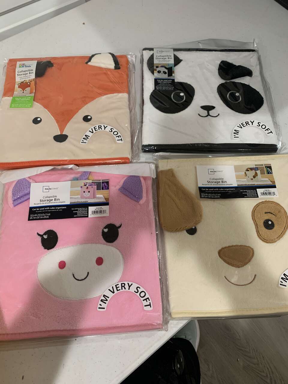 Mainstays Animals Kids Baby Collapsible Storage Bins Set of 4 Brand New