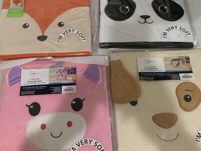 Mainstays Animals Kids Baby Collapsible Storage Bins Set of 4 Brand New