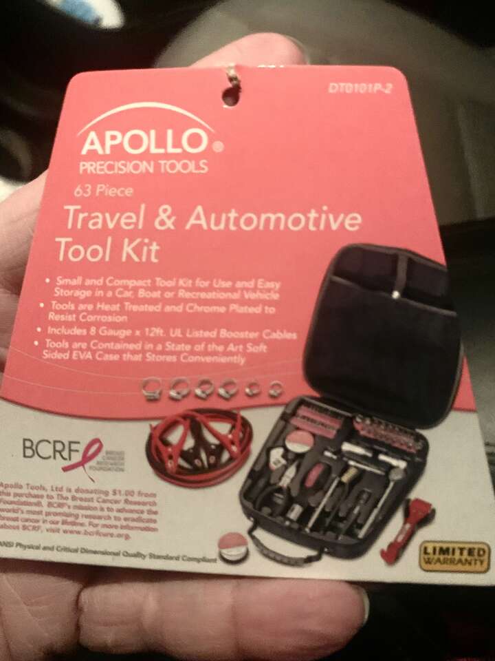 APOLLO Pink PRECISION TOOLS 63 Piece Travel & Automotive Tool Kit Brand New