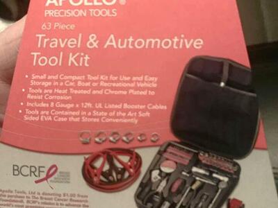 APOLLO Pink PRECISION TOOLS 63 Piece Travel & Automotive Tool Kit Brand New