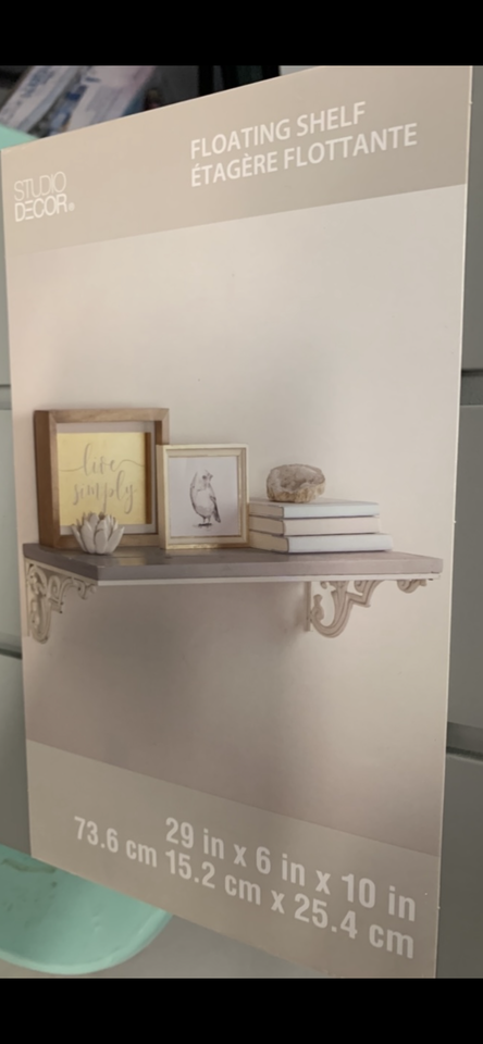 Studio Decor Home Decor Gray Wood White Metal Floating Shelf 29 in x 6 in x 10 in Brand New