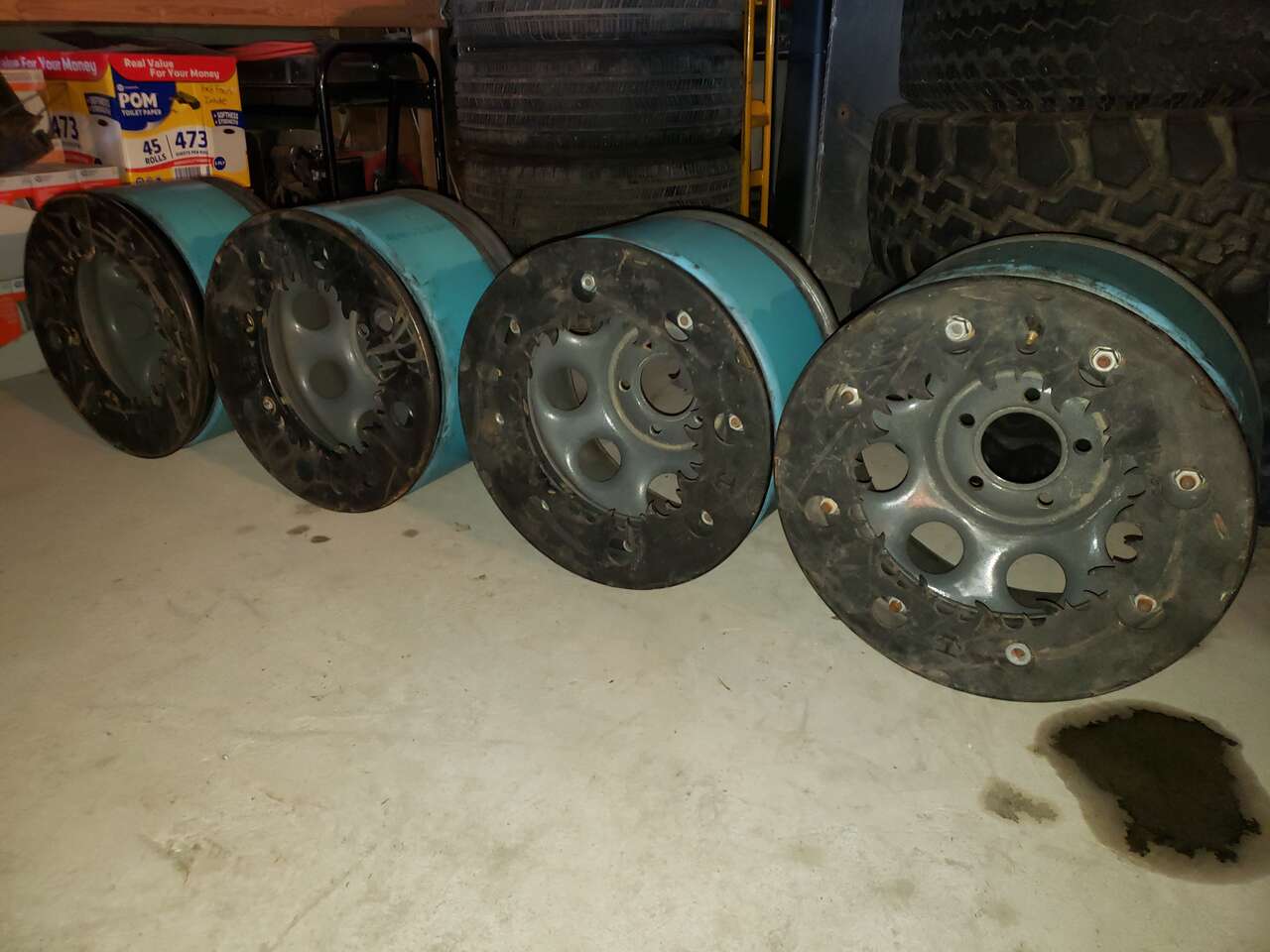 16.5" Double bead lock 5x5 JK & JL Jeep rims - qty 5 rims + 1 spare tire