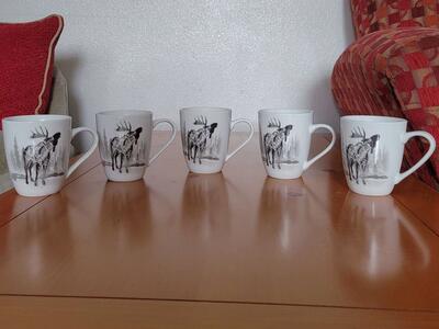 5 Mikasa wise walkers cups rustic cabin moose mugs