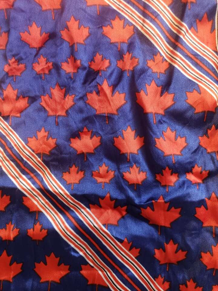 SKEMO CANADA ACETATE SCARF SILKY CANADIAN BLUE RED