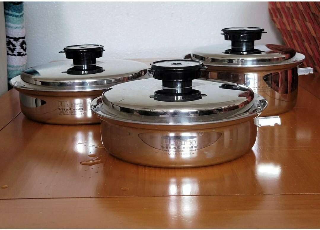 3 VITA VENT CRAFT pans pots STAINLESS STEEL LOT
1.