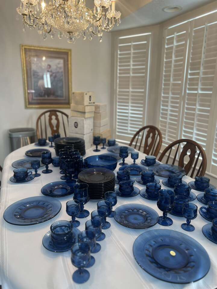 Beautiful imperial Blue Tiara Glass Dinnerware