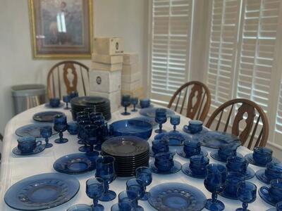 Beautiful imperial Blue Tiara Glass Dinnerware