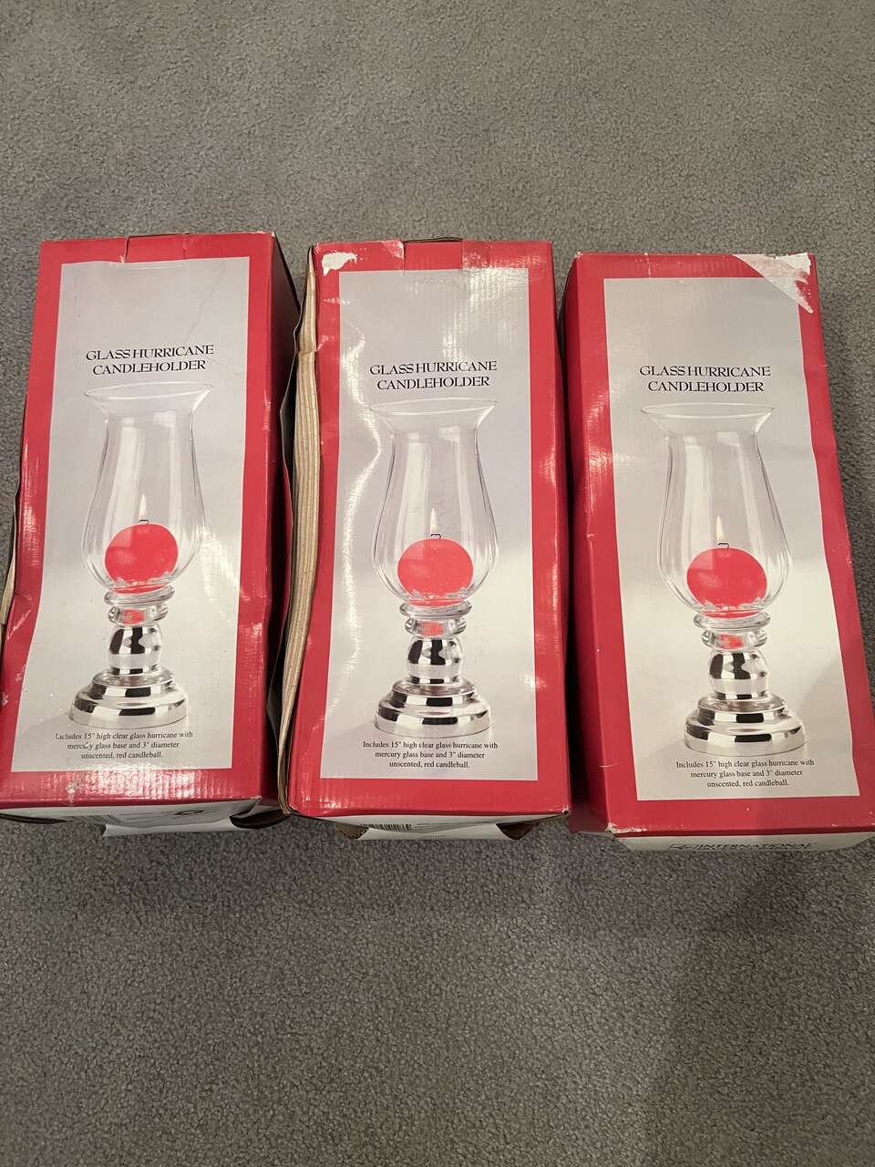 Glass Hurricane Candle Holders 15 inches Tall