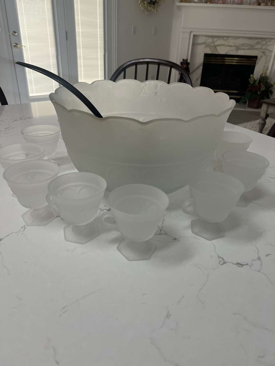 Beautiful Tiara Punch Bowl, Matching Cups and Ladle