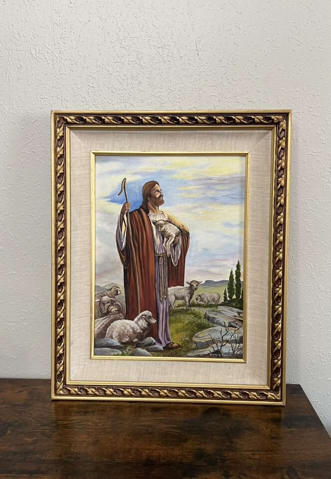 Myrtle Troester Jesus Shepherd Framed Painting