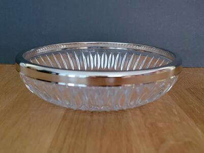 Cut Glass Bowl with Silver Rim