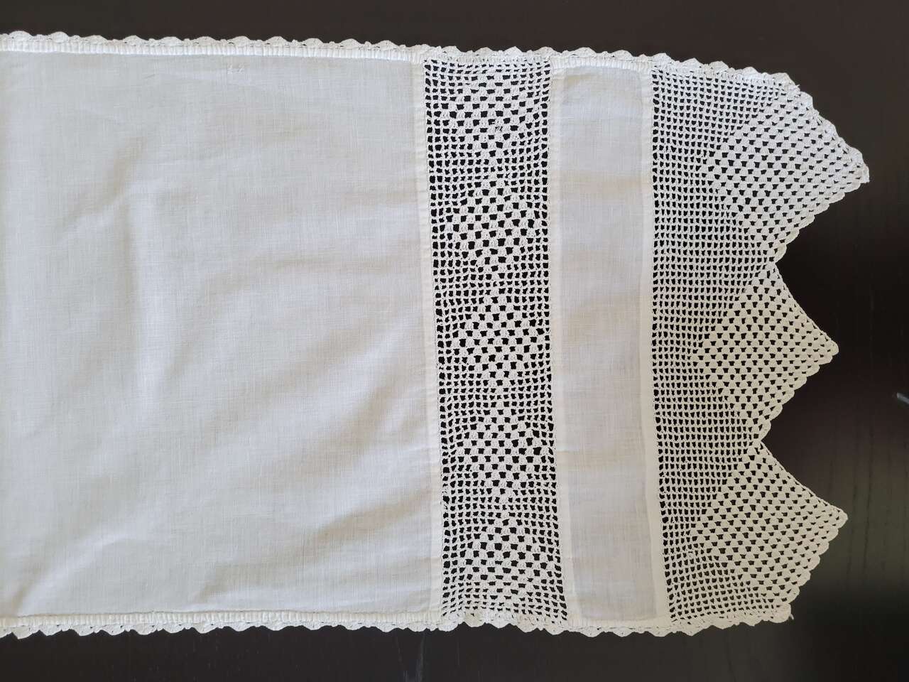 Vintage Dresser Scarf with Crochet Trim