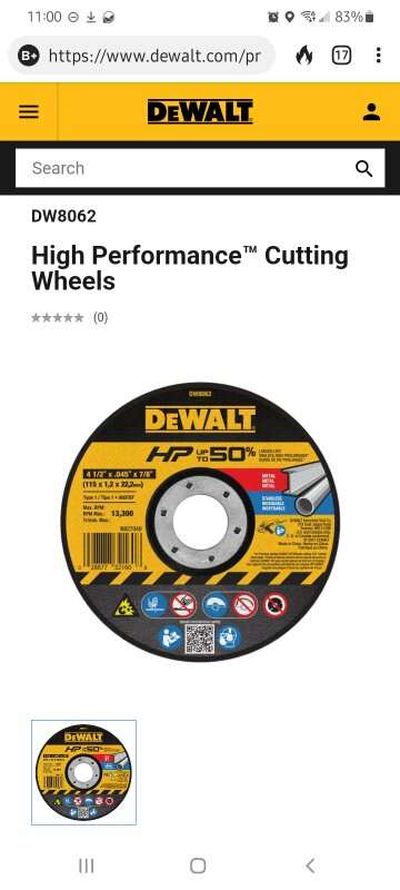DEWALT 6" 4.5 Metal Stainless Steel cut off wheels