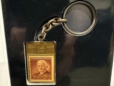 Vintage Kodak George Eastman Stamp 1980 Keychain