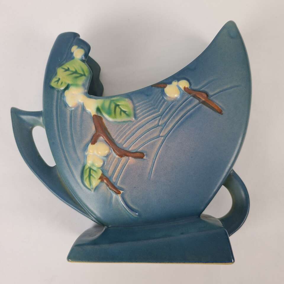 Roseville Pottery Blue Snowberry IFH-6 Pillow Vase