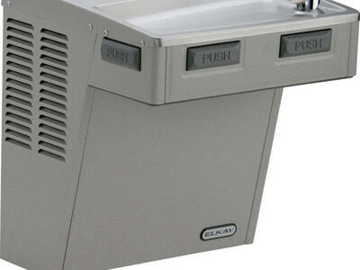 New Elkay Wall Mount Water Fountain Cooler Filtered Refrigerated Light Gray Granite
