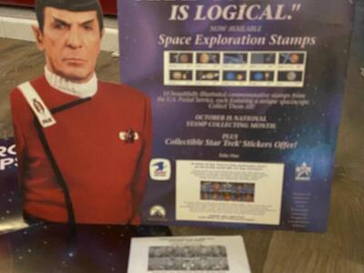 Extremely RARE! 1991 Star Trek Stamp Collecting is Logical, Post Office Standee, Poster and Sealed Movie Bundle