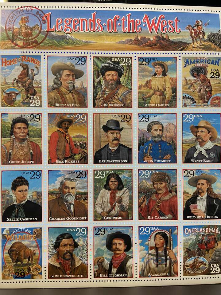 1994 Legends of the West Stamp Sheet