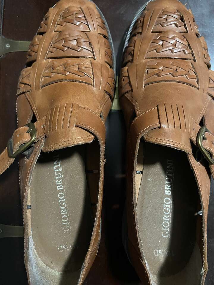 Georgio Brutini - Leather - Hand Woven- Huarache Sandal Shoes - Men's Size 10.5 Brown