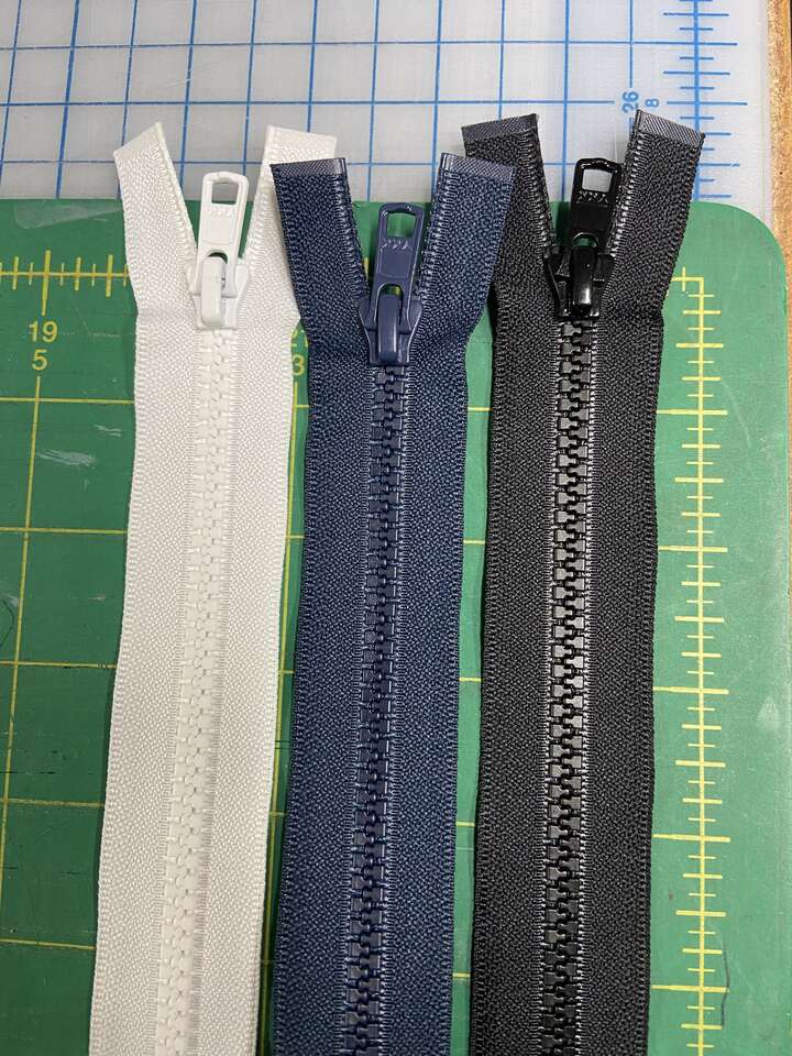 36" YKK #5 Molded Plastic Separating Bottom Zipper- Medium Weight by Each (Select Color)