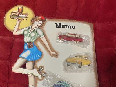Car Hop Themed Magnetic Memo Board w/ 3 car magnets