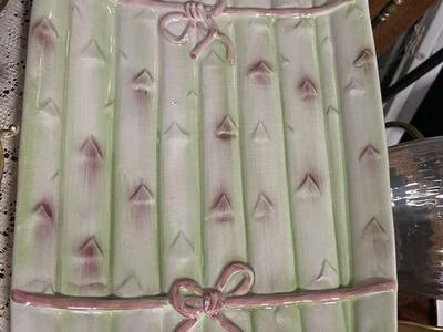 Vintage Italian Majolica Asparagus Serving Dish Platter