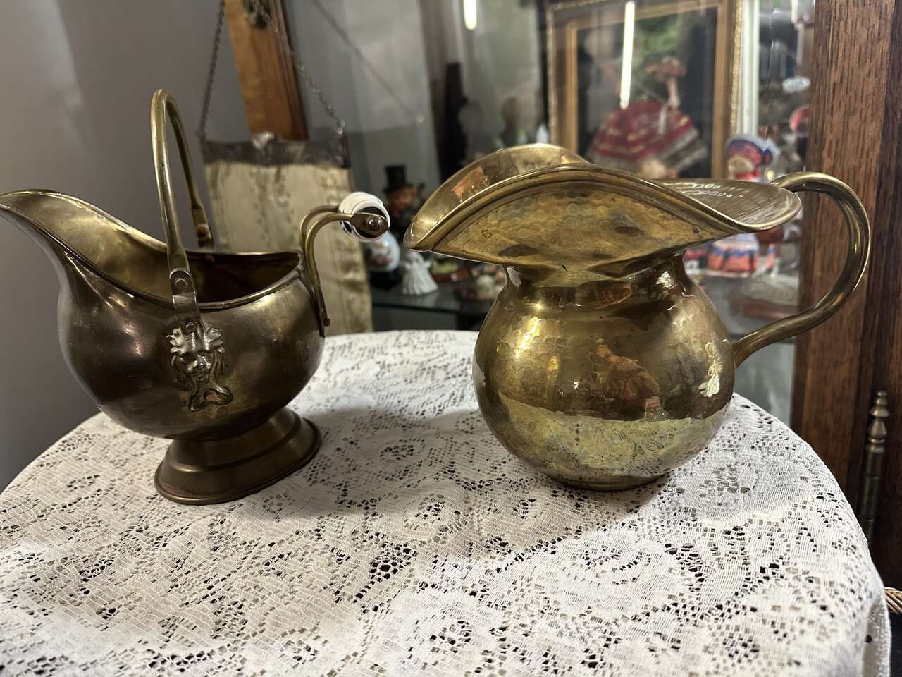 Vintage Copper Coal Scuttle or Hammered Brass Pitcher