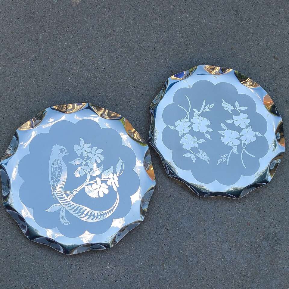 2 Aluminum Tiki Platters