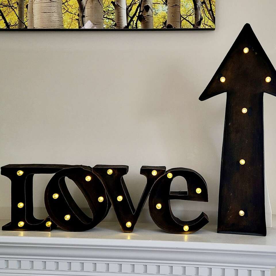 Light Up Love + Arrow Metal Signs