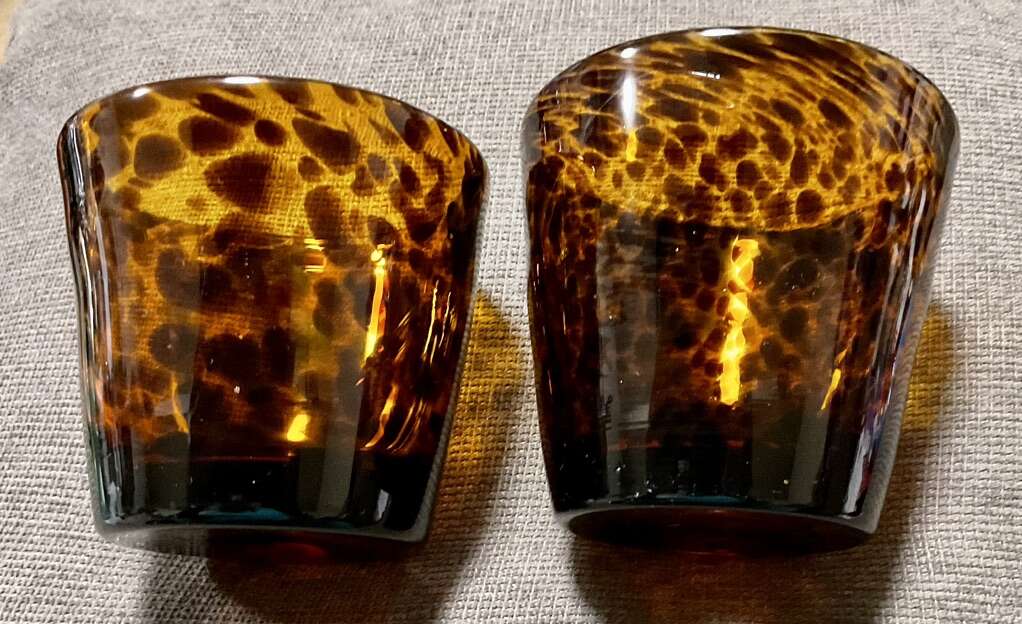 Vtg Hand Blown Tortoise Glass Tumblers