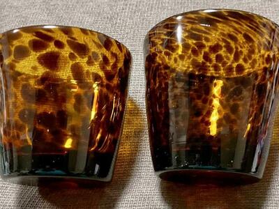 Vtg Hand Blown Tortoise Glass Tumblers