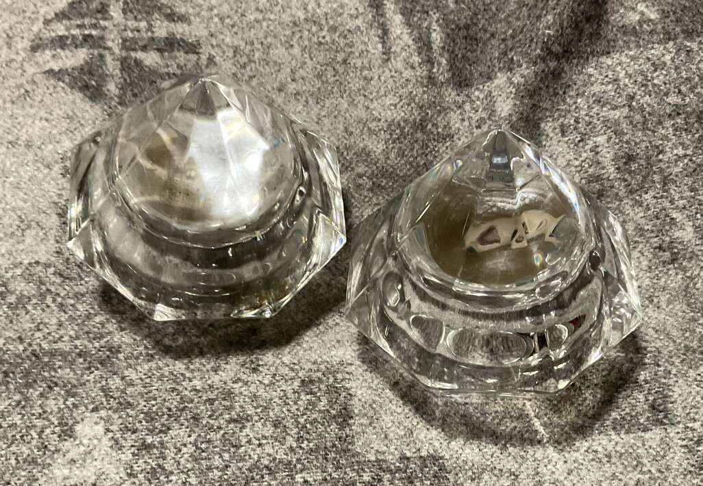 2- Vtg Party Lite Diamond Lead Crystal Votive Set