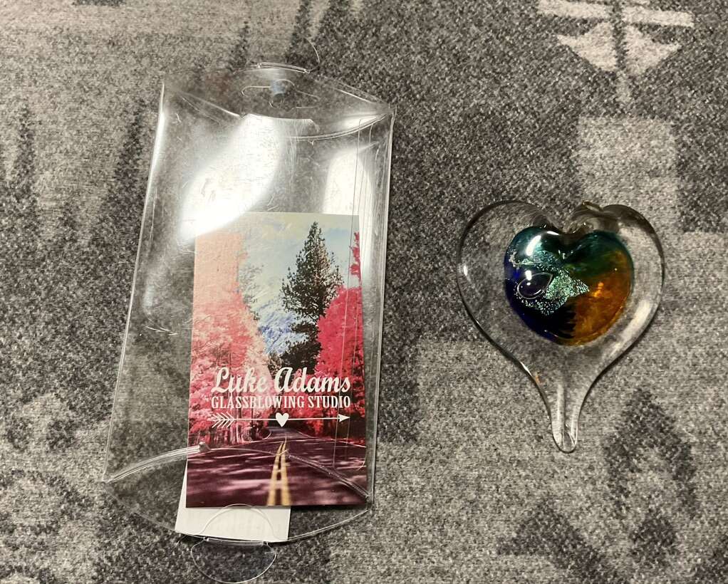 Luke Adams Glass Heart Green Blue Orange